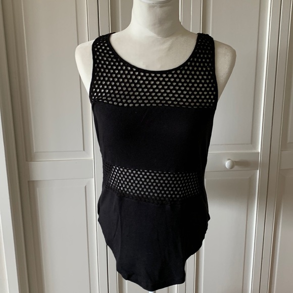 TOWNSEN BLACK MESH COTTON BLEND SLEEVELESS TOP - SIZE SMALL - Picture 2 of 7